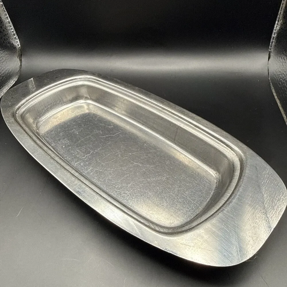 3 Piece Stainless Steel Covered Butter Dish Glass Insert/lid Mid century Modern